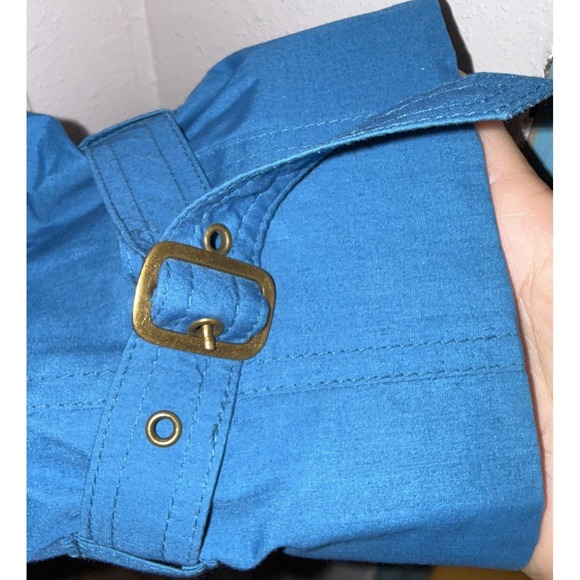 Vintage LONDON FOG Trench Coat Turquoise Blue Women's 16 Reg Belted USA - Picture 7 of 16